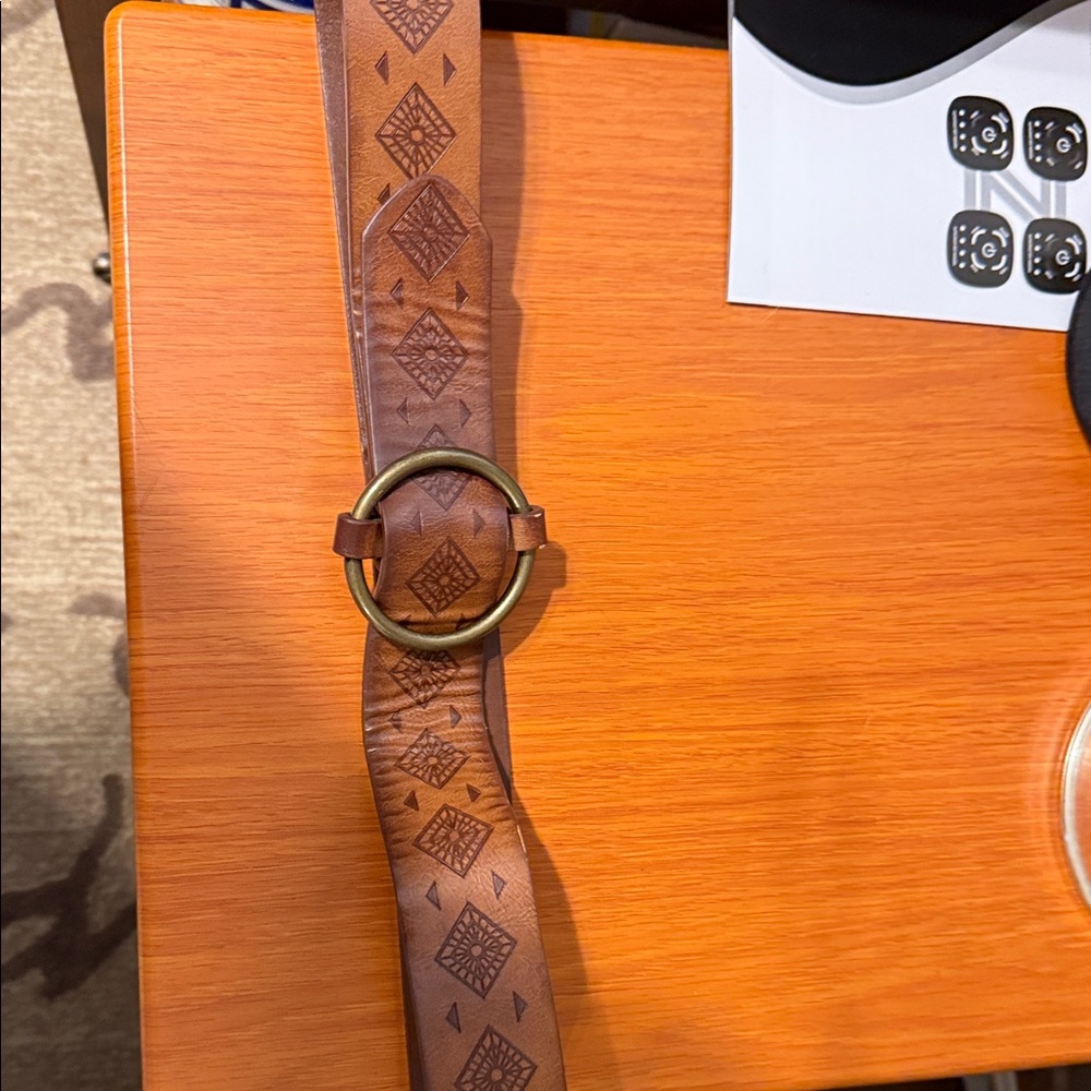 Brown Patterned Leather Belt